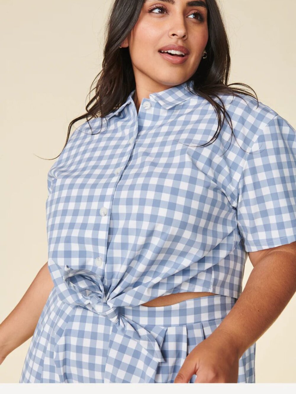 Wayre Tie Front Button Up Crop